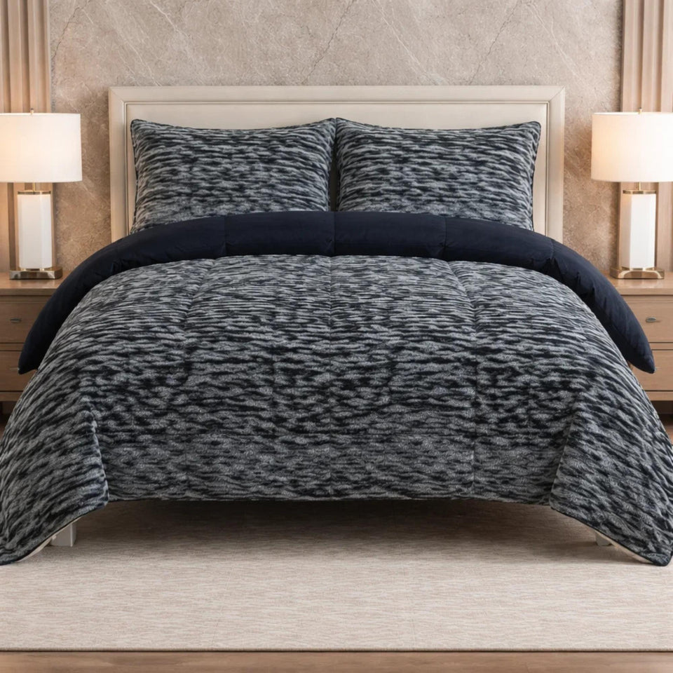 Comforter 4 Pcs Set Savanna Signature Top Fitted Poly Bag - Gray Colour