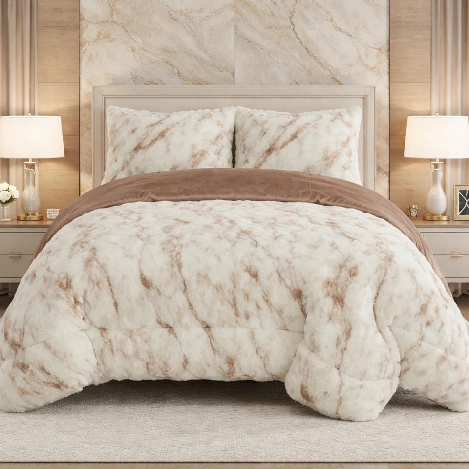 Comforter 4 Pcs Set Savanna Signature Top Fitted Poly Bag - Beige Colour