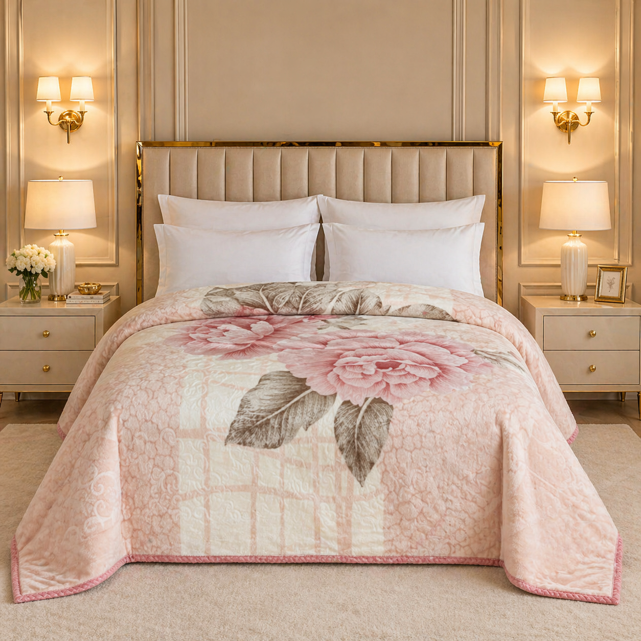 Arctic Cloud Fleece Blanket King Size - Pink Salt Colour