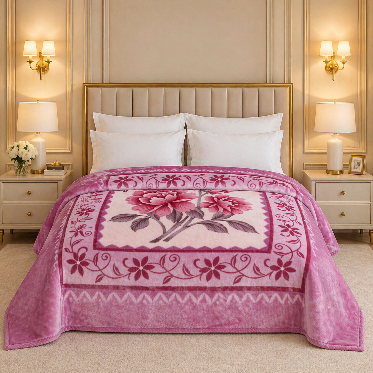 Arctic Cloud Fleece Blanket King Size - Pink Colour