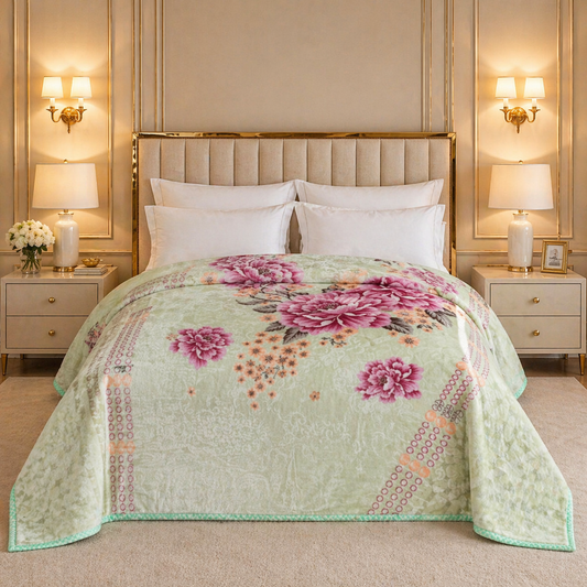 Arctic Cloud Fleece Blanket King Size - Light Green Colour