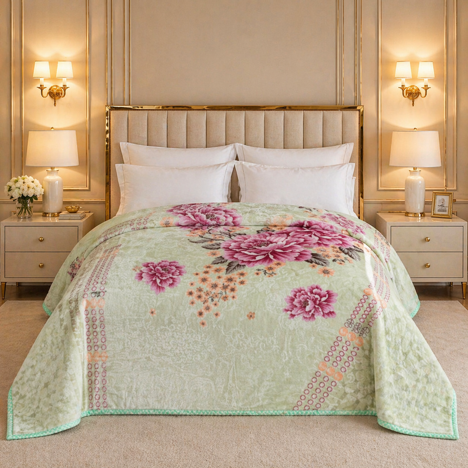 Arctic Cloud Fleece Blanket King Size - Light Green Colour