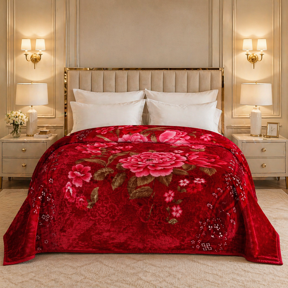 Arctic Cloud Fleece Blanket King Size - Ruby Red Colour