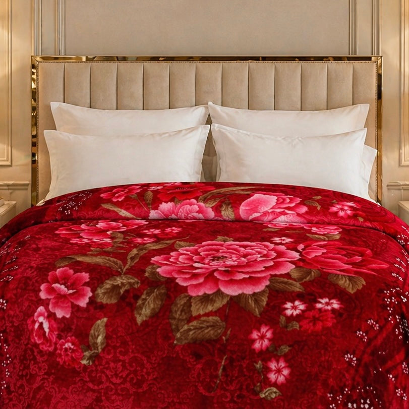 Arctic Cloud Fleece Blanket King Size - Ruby Red Colour