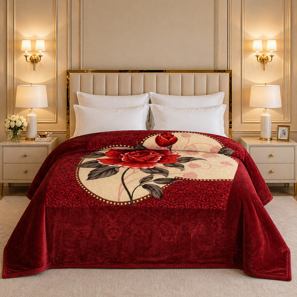 Arctic Cloud Fleece Blanket King Size - Maroon Colour