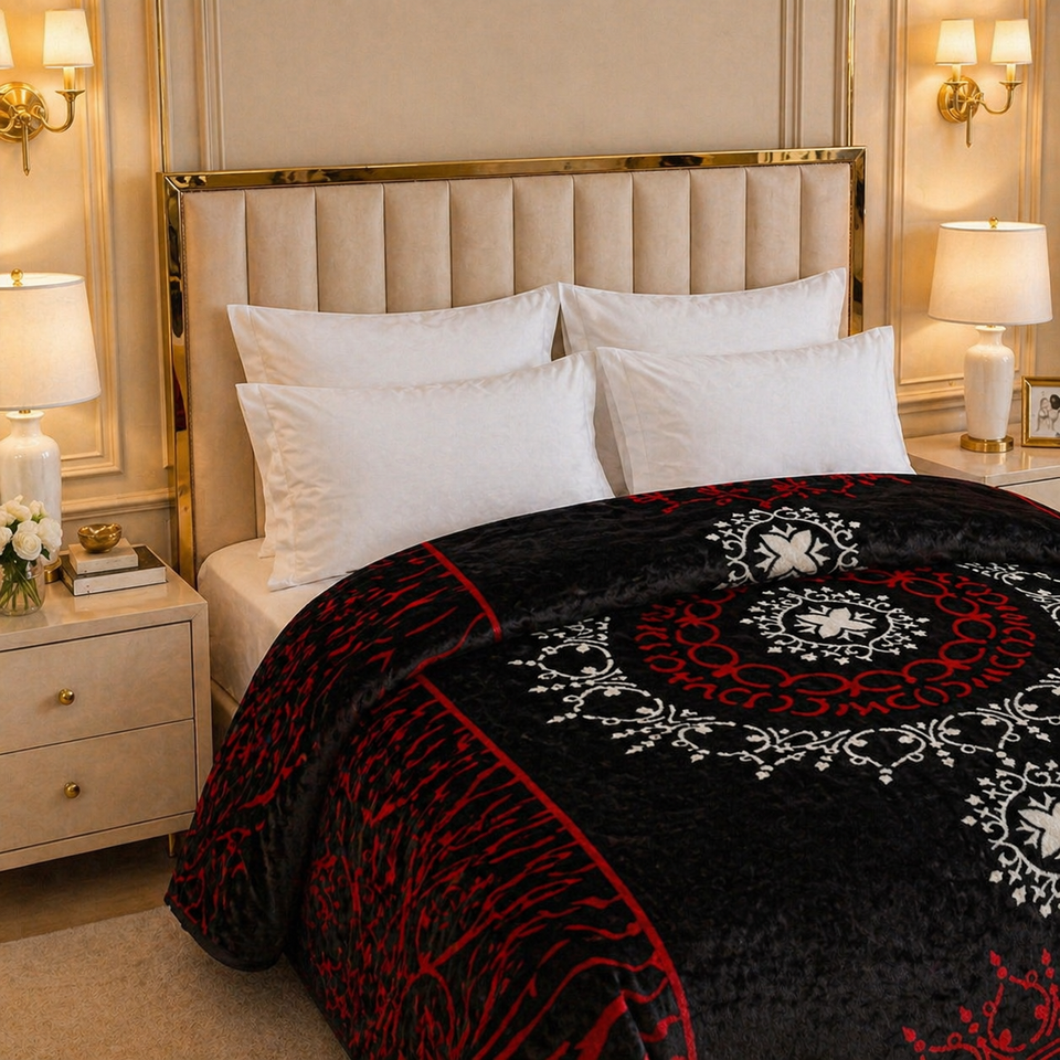 Arctic Cloud Fleece Blanket King Size - Black Colour