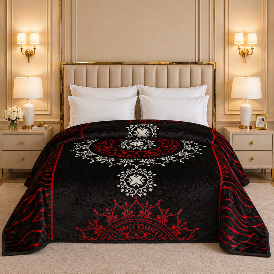 Arctic Cloud Fleece Blanket King Size - Black Colour