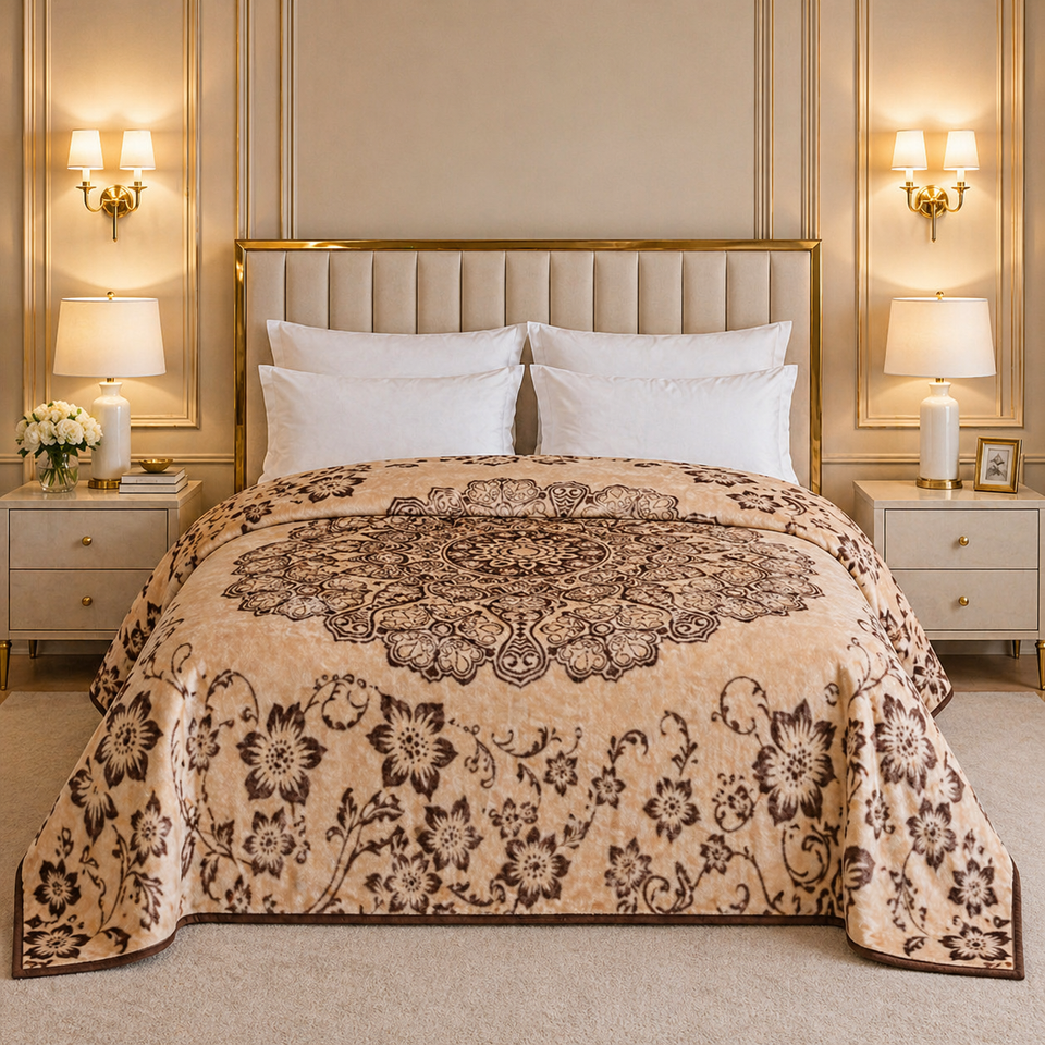 Arctic Cloud Fleece Blanket King Size - Honey Mustard Colour