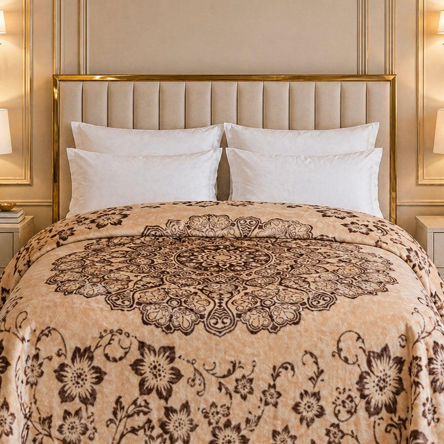 Arctic Cloud Fleece Blanket King Size - Honey Mustard Colour