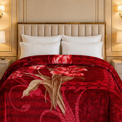 Arctic Cloud Fleece Blanket King Size - Red Colour