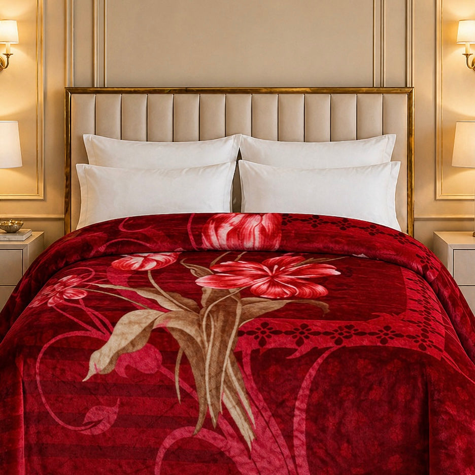 Arctic Cloud Fleece Blanket King Size - Red Colour