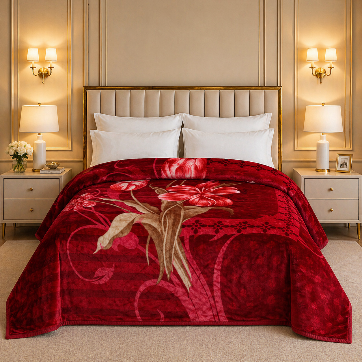 Arctic Cloud Fleece Blanket King Size - Red Colour