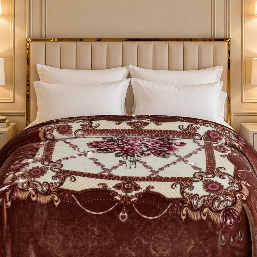 Arctic Cloud Fleece Blanket King Size - Brown Colour