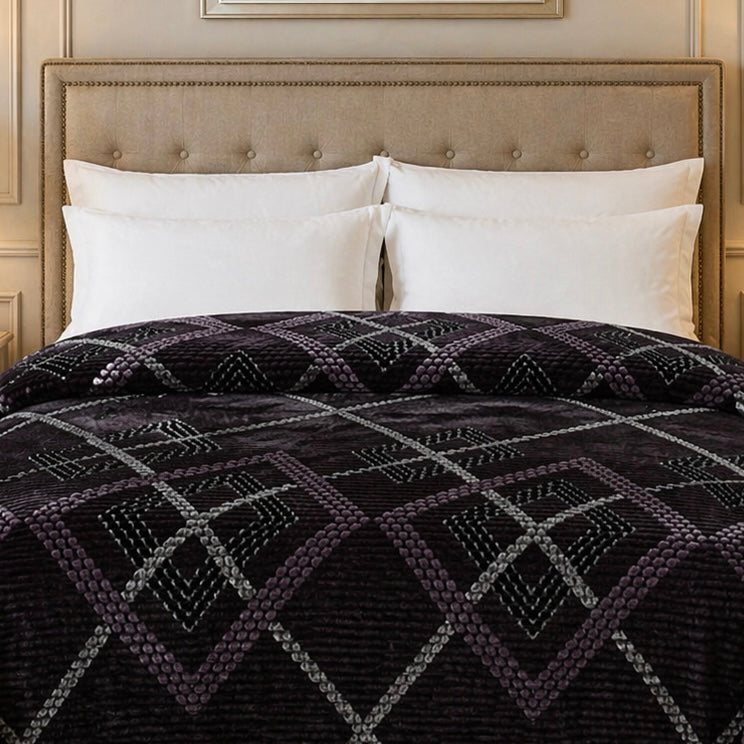 Blueborough Jacquard Fleece Blanket King Size - Black Colour