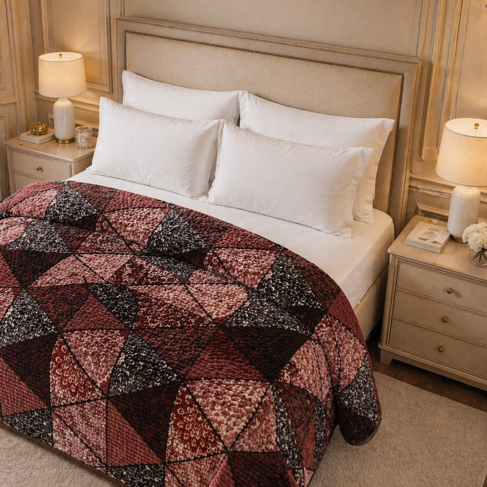 Blueborough Jacquard Fleece Blanket King Size - Brown Colour