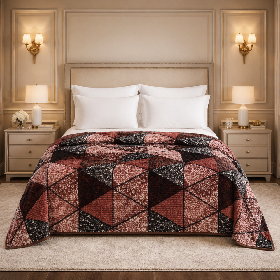 Blueborough Jacquard Fleece Blanket King Size - Brown Colour
