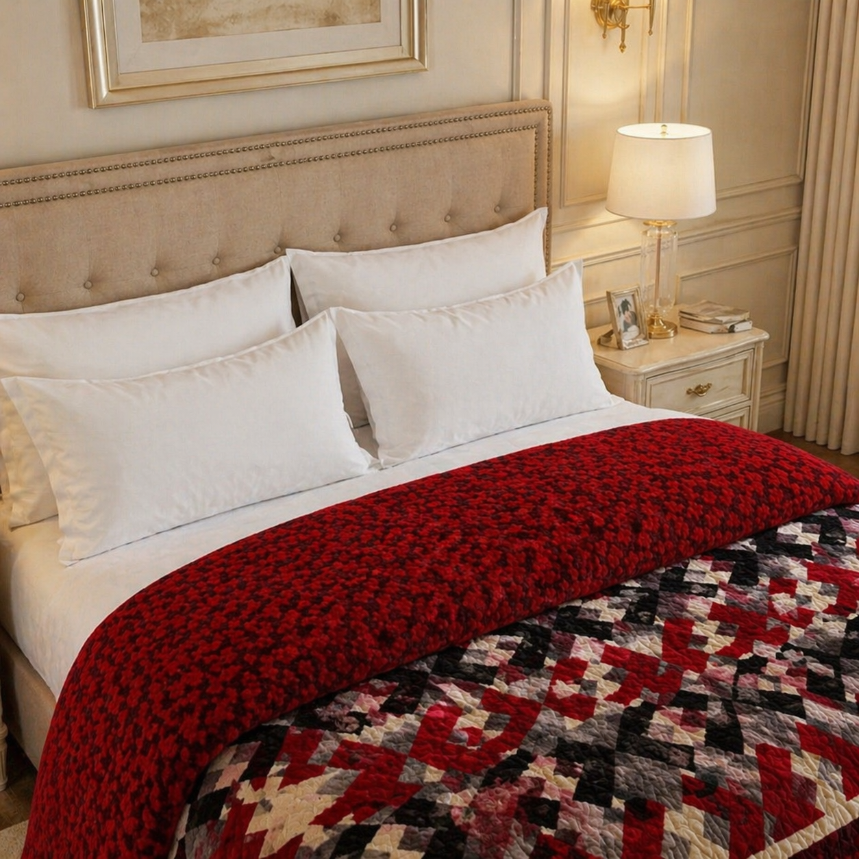 Blueborough Jacquard Fleece Blanket King Size - Red Colour