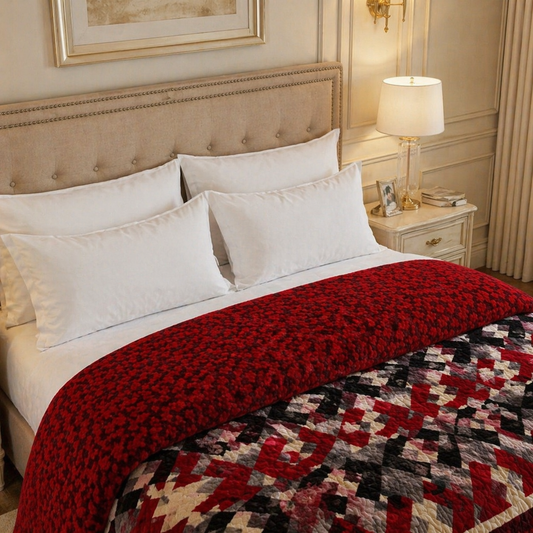 Blueborough Jacquard Fleece Blanket King Size - Red Colour