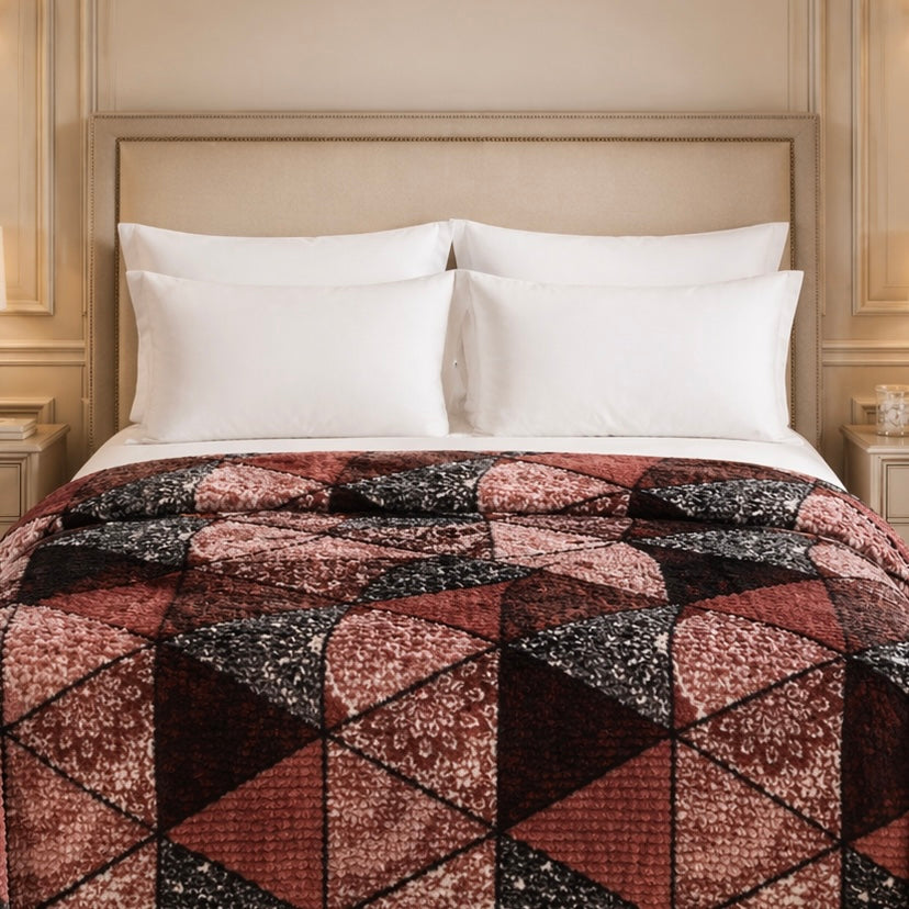 Blueborough Jacquard Fleece Blanket King Size - Brown Colour