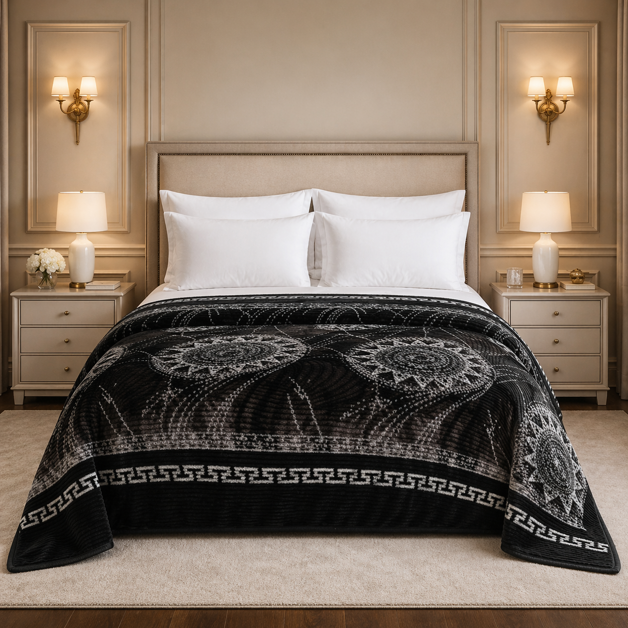 Blueborough Jacquard Fleece Blanket King Size - Black Colour