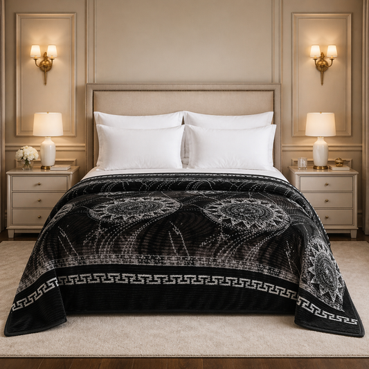 Blueborough Jacquard Fleece Blanket King Size - Black Colour