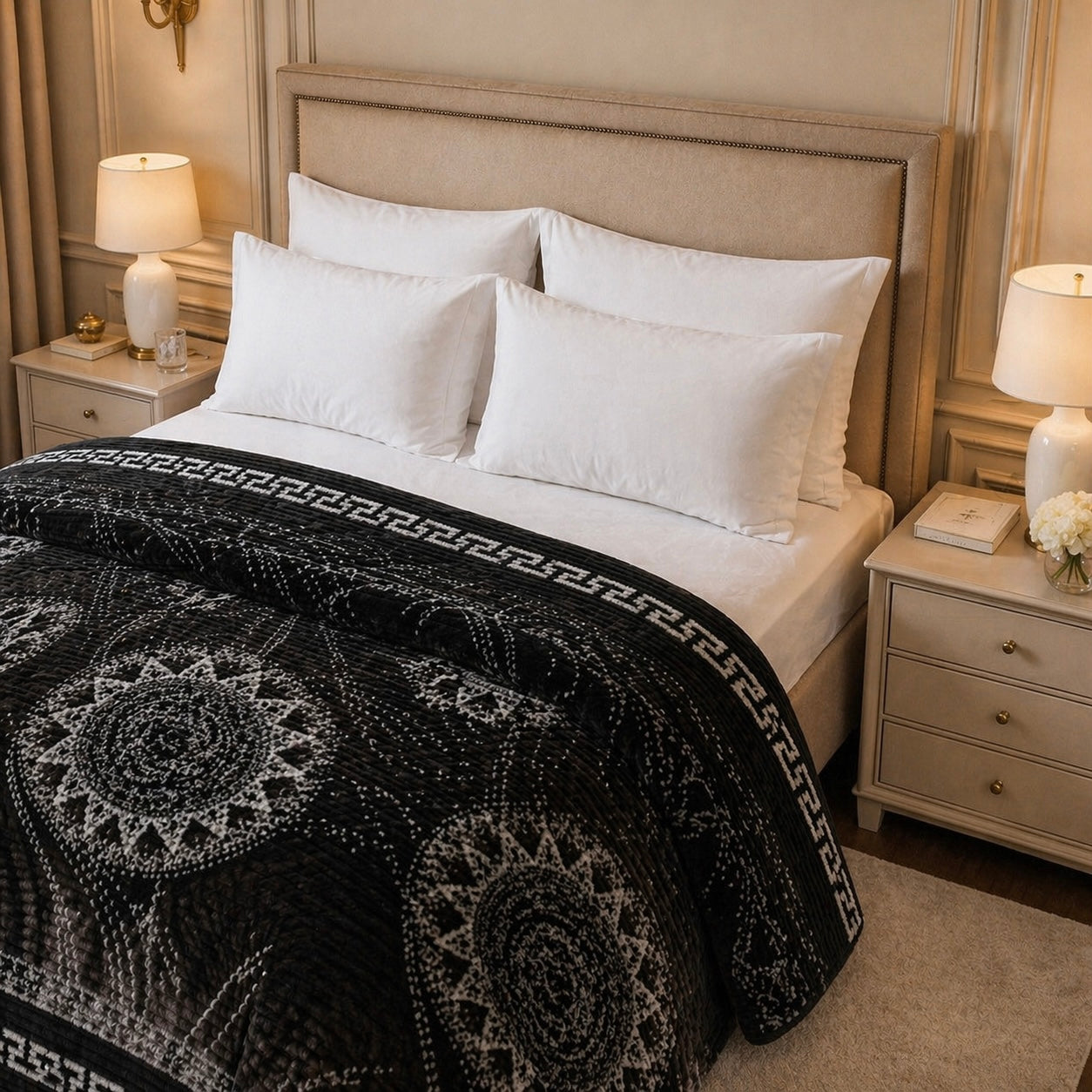 Blueborough Jacquard Fleece Blanket King Size - Black Colour