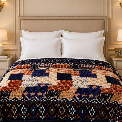 Blueborough Jacquard Fleece Blanket King Size - Navy Blue Colour
