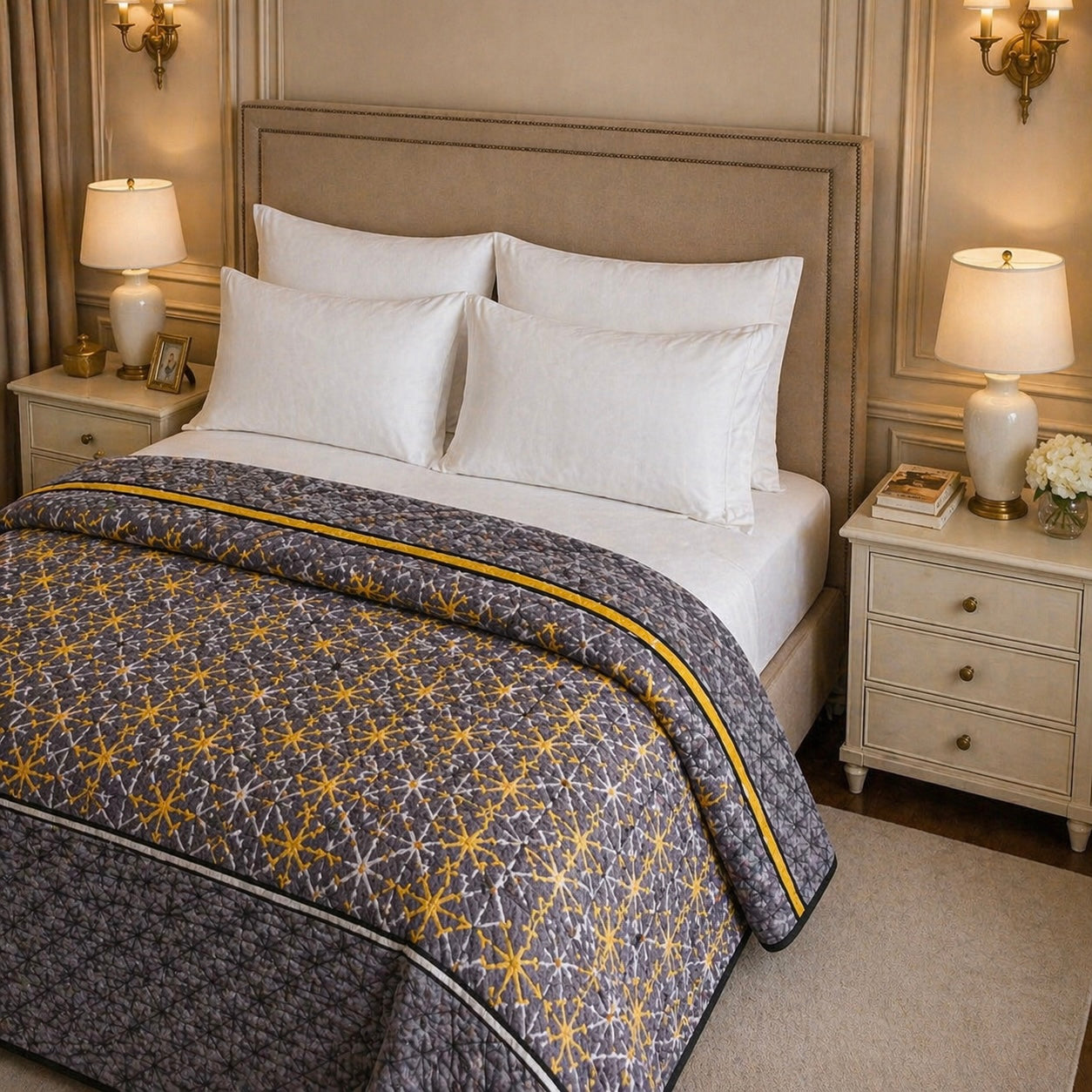 Blueborough Jacquard Fleece Blanket King Size - Gray Colour