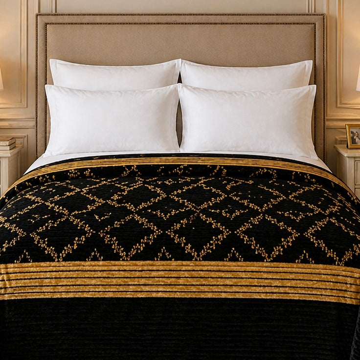 Blueborough Jacquard Fleece Blanket King Size - Black Colour