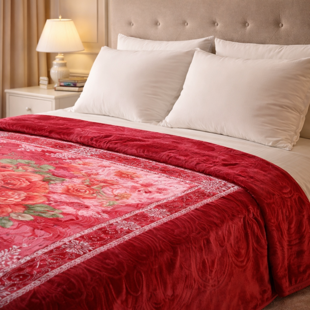 Aroma Royale Double Bed Blanket 1 Ply In Poly bag - Mehroon Colour