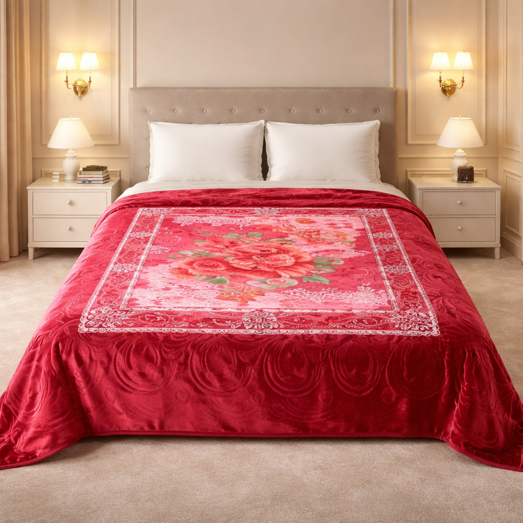 Aroma Royale Double Bed Blanket 1 Ply In Poly bag - Mehroon Colour