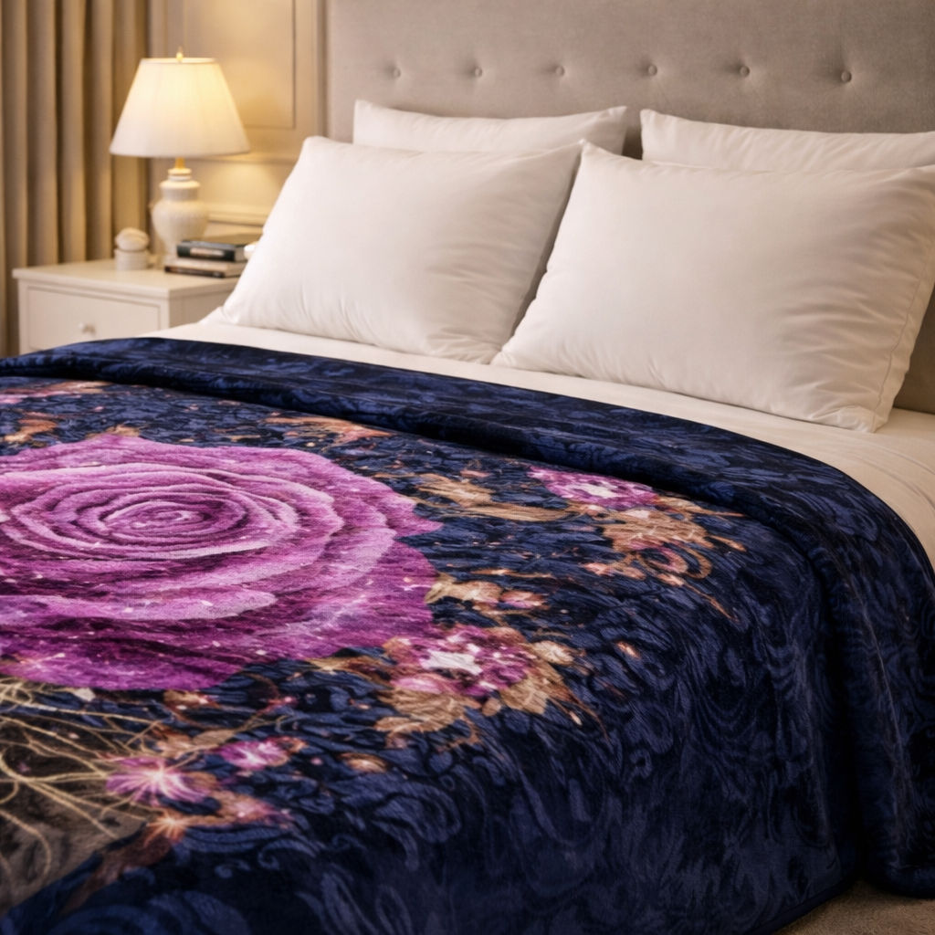 Aroma Royale Double Bed Blanket 1 Ply In Poly bag - Navy Colour