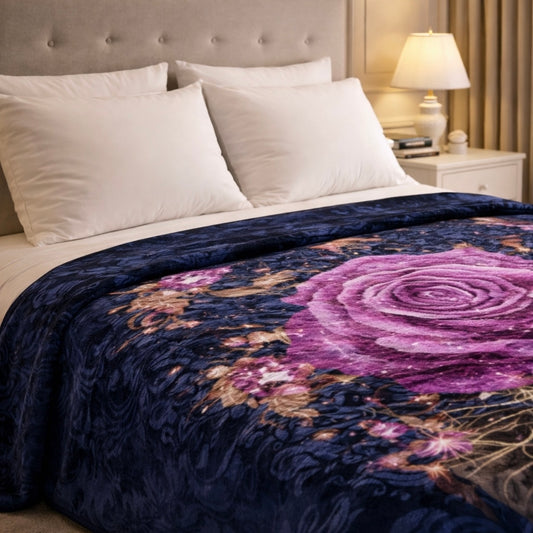 Aroma Royale Double Bed Blanket 1 Ply In Poly bag - Navy Colour