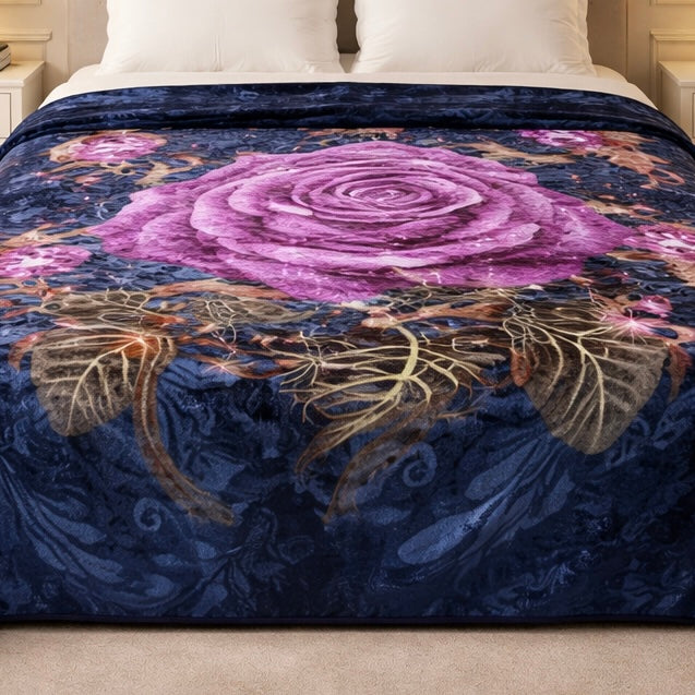 Aroma Royale Double Bed Blanket 1 Ply In Poly bag - Navy Colour