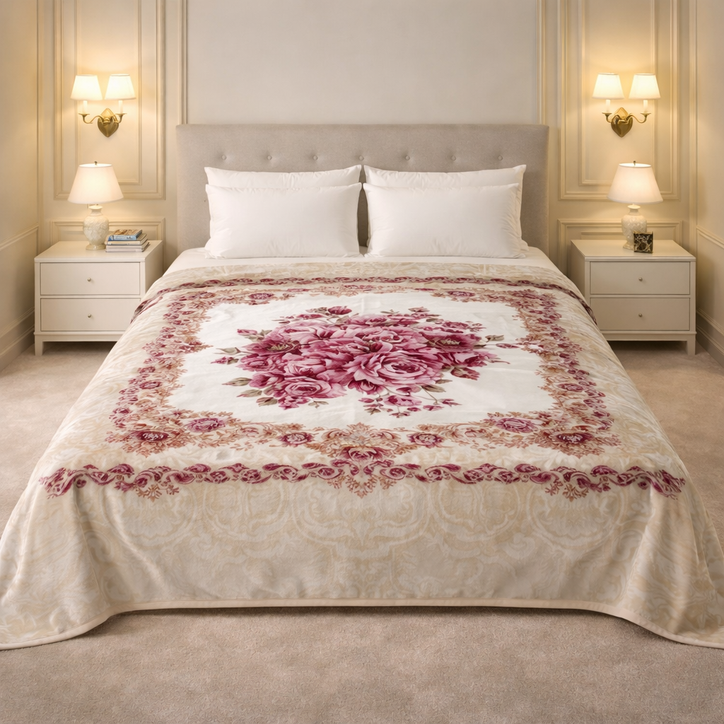 Aroma Royale Double Bed Blanket 1 Ply In Poly bag - Beige Colour