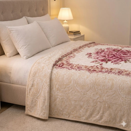 Aroma Royale Double Bed Blanket 1 Ply In Poly bag - Beige Colour