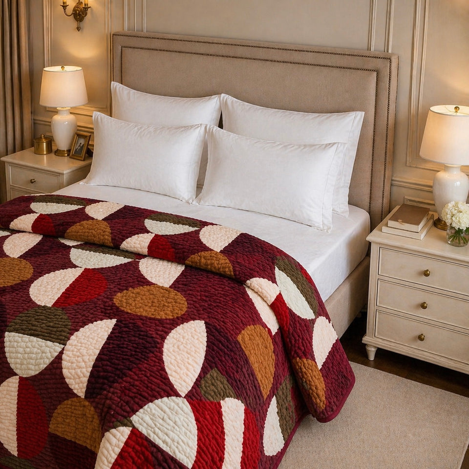 Blueborough Jacquard Fleece Blanket King Size - Red Colour
