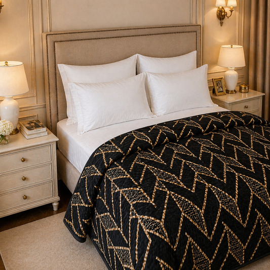 Blueborough Jacquard Fleece Blanket King Size - Black Colour
