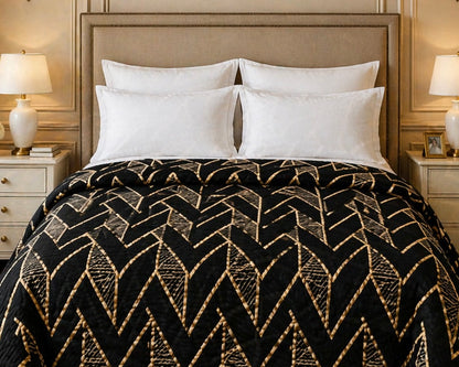 Blueborough Jacquard Fleece Blanket King Size - Black Colour