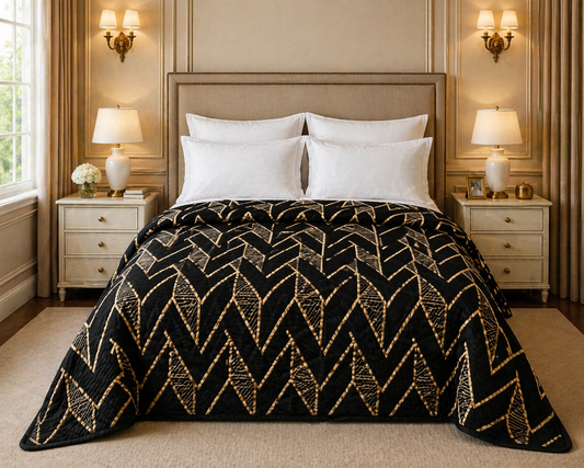 Blueborough Jacquard Fleece Blanket King Size - Black Colour