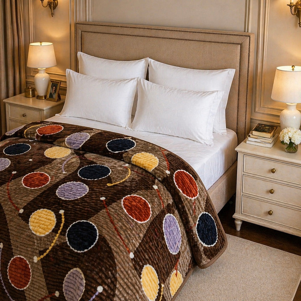 Blueborough Jacquard Fleece Blanket King Size - Brown Colour