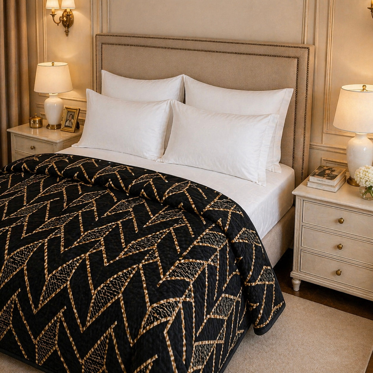 Blueborough Jacquard Fleece Blanket King Size - Black Colour