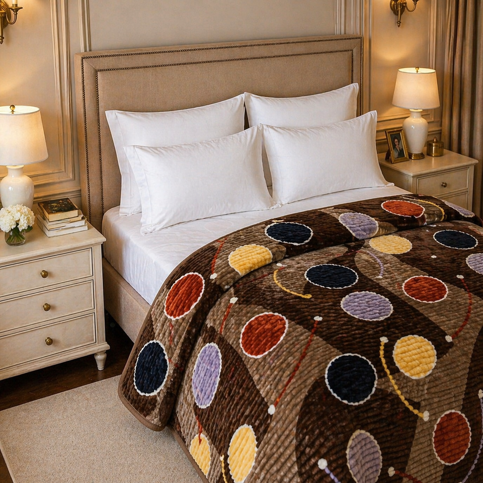 Blueborough Jacquard Fleece Blanket King Size - Brown Colour