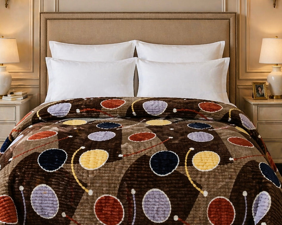 Blueborough Jacquard Fleece Blanket King Size - Brown Colour