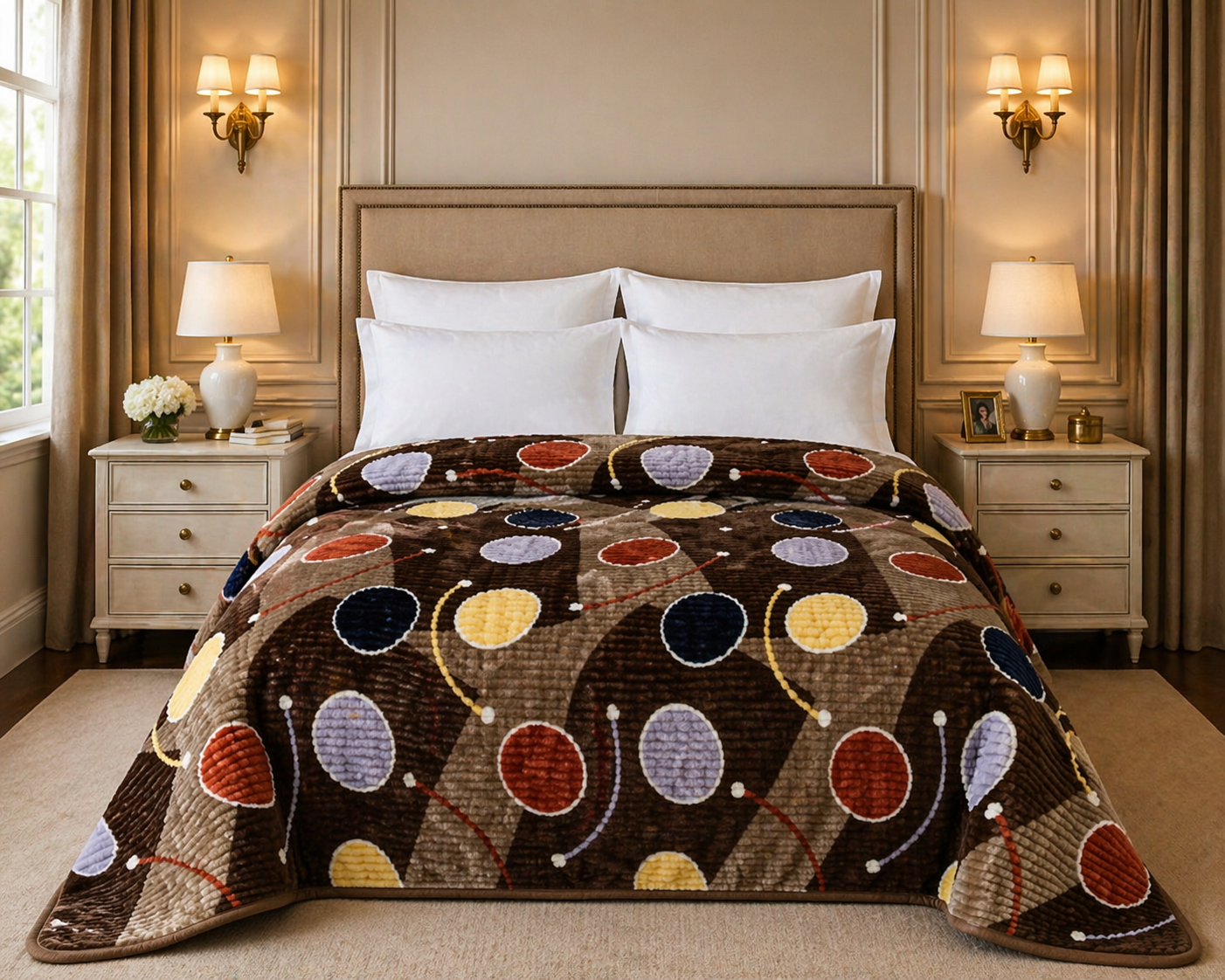 Blueborough Jacquard Fleece Blanket King Size - Brown Colour