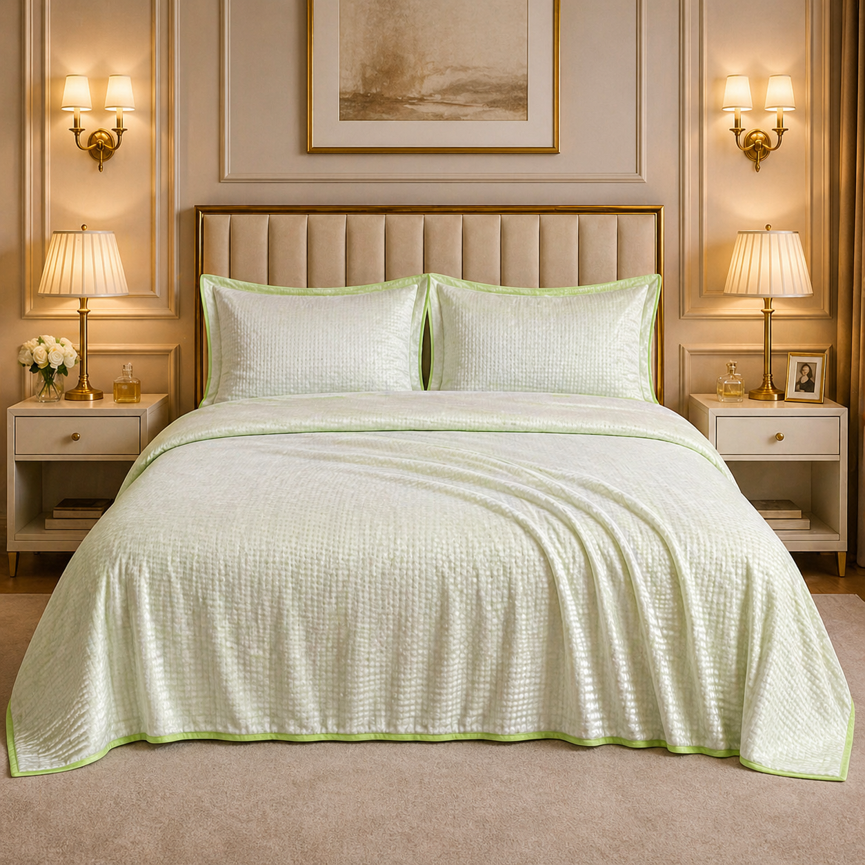 Caelrix Frost Velour Solo Fleece Blanket King Size In Poly Bag - Light Green Colour