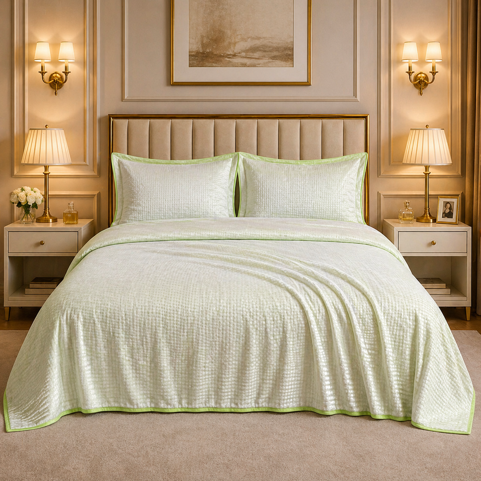 Caelrix Frost Velour Solo Fleece Blanket King Size In Poly Bag - Light Green Colour