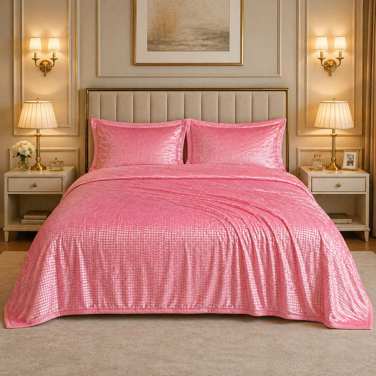 Caelrix Frost Velour Solo Fleece Blanket King Size In Poly Bag - Pink Colour