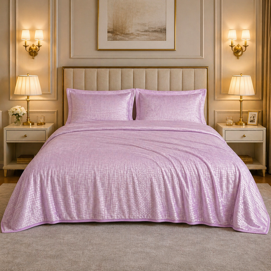 Caelrix Frost Velour Solo Fleece Blanket King Size In Poly Bag - Purple Colour