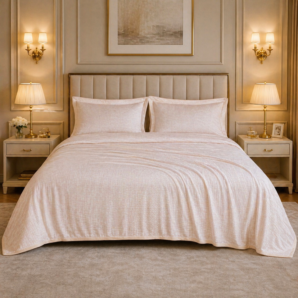 Caelrix Frost Velour Solo Fleece Blanket King Size In Poly Bag - Beige Colour